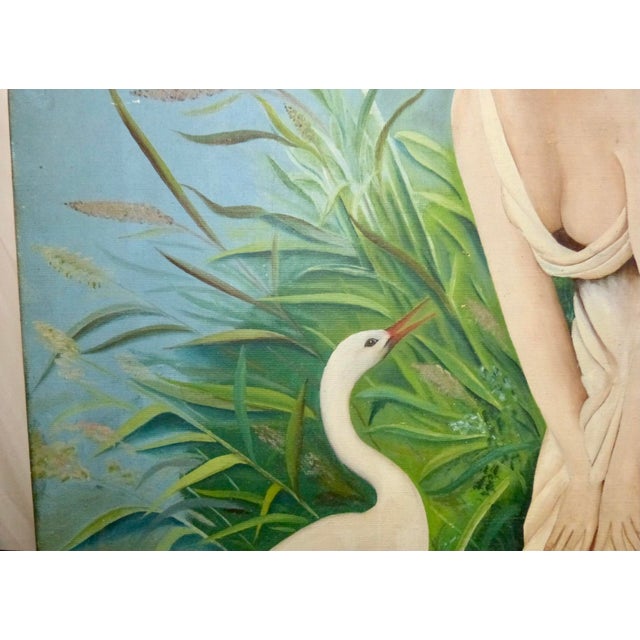 Vintage G. Kraft Oil Painting of a Woman With a Bird - Titled “Fantasy” For Sale - Image 10 of 13