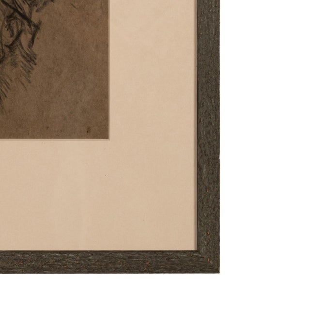 Antique English Impressionist Charcoal Pencil Drawing Portrait Study Two Heads by Sir George Clausen r.a. Circa 1905 For Sale - Image 10 of 12