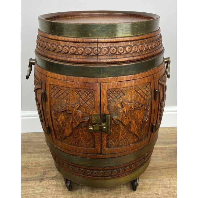 Vintage French Style Barrel Drink Cabinet in Oak For Sale - Image 12 of 12