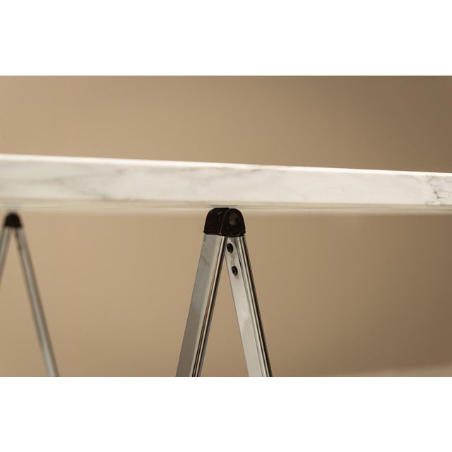 Carrara Marble Dining Table on Trestles, 1970 For Sale - Image 10 of 12