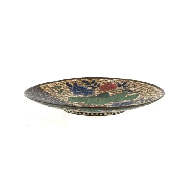Japanese Antique Early Meiji Japanese Cloisonne Enamel Plate With Geometric Patterns For Sale - Image 3 of 6