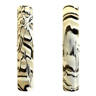 Murano Black and White Glass Wall Lights, Italy, 1970s, Set of 2 For Sale