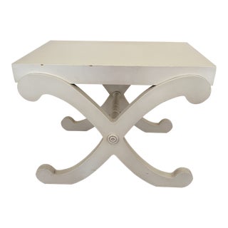 1980s Painted White X Bench For Sale