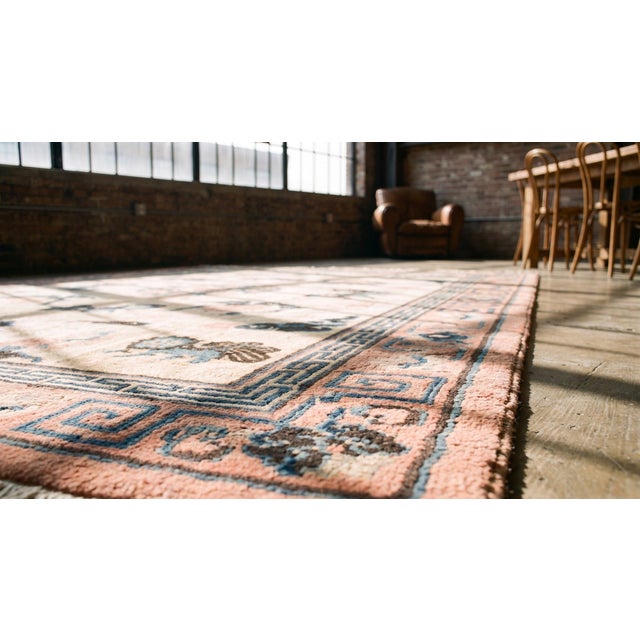 Remarkable Beige Background Color With Small Monkey in a Ningxia Style Antique Chinese Rug For Sale - Image 13 of 15