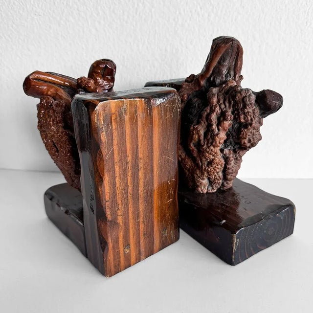 Wood Vintage Burlwood Bookends - a Pair For Sale - Image 7 of 9