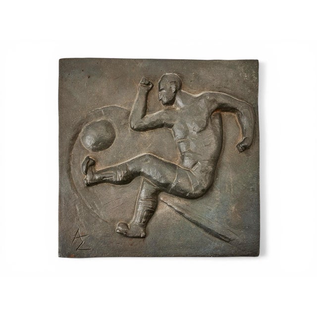 Allan Ebeling, Art Deco Modernist Wall Relief of a Football Player, 1930s, Cast Iron For Sale - Image 14 of 14