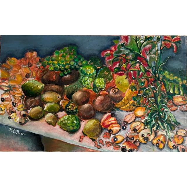 Impressionist Vintage Impressionist Still Life Oil Painting of Tropical Fruit For Sale - Image 3 of 7
