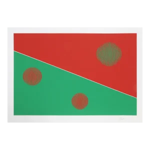 1970s "Bauhaus Red and Green" Screen Print by Gisela Beker