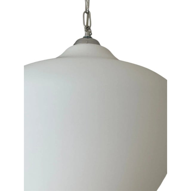 Set of Six Italian Murano Milky White Glass Pendants, 1980's. For Sale In Los Angeles - Image 6 of 7