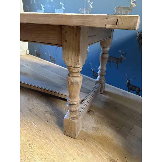 Light Yellow Vintage English Farmhouse Table, 1990s For Sale - Image 8 of 15
