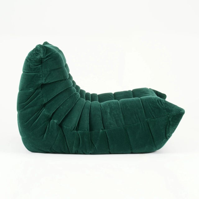 2000 - 2009 Vintage Ligne Roset Togo 3-Piece Lounge in Emerald Corduroy - Restored For Sale - Image 5 of 18