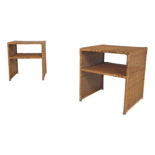 Vintage Wicker Nightstands, France, 1960s, Set of 2 For Sale