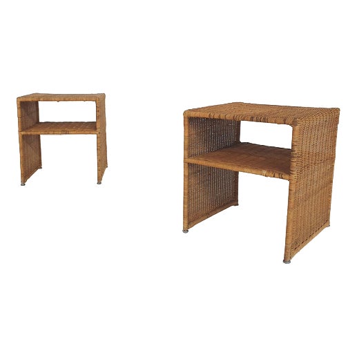 Vintage Wicker Nightstands, France, 1960s, Set of 2 For Sale