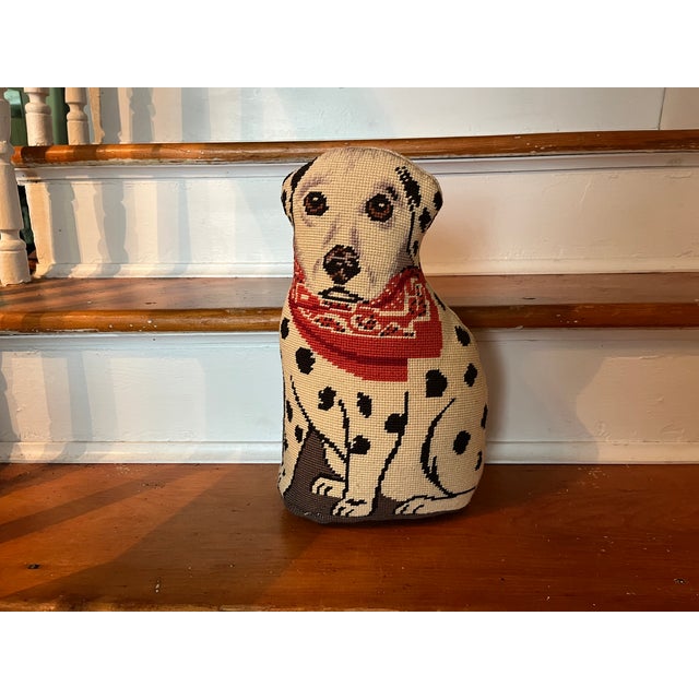 Vintage Wool Dalmatian Needlework Needlepoint Dog Pillow or Doorstop For Sale - Image 12 of 16