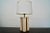 Alberto Giacometti 1970's Hollywood Regency Italian Travertine & Brass Table Lamp For Sale - Image 4 of 13