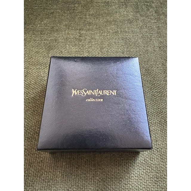 YVES SAINT LAURENT YSL Gold Plate Cufflinks & Tie Tack Clip Set, Original Case For Sale - Image 10 of 18