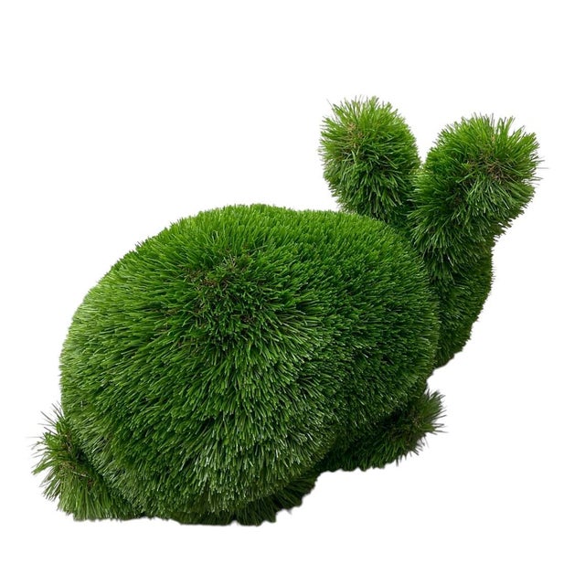 Traditional Faux Grass Topiary Bunny Rabbit Garden Sculpture For Sale - Image 3 of 7