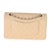 Traditional Beige Quilted Lambskin Classic Double Flap Bag For Sale - Image 3 of 8