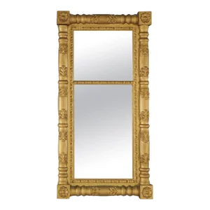 Antique American Classical Empire Balustrade Form Giltwood Wall Mirror, Circa 1840