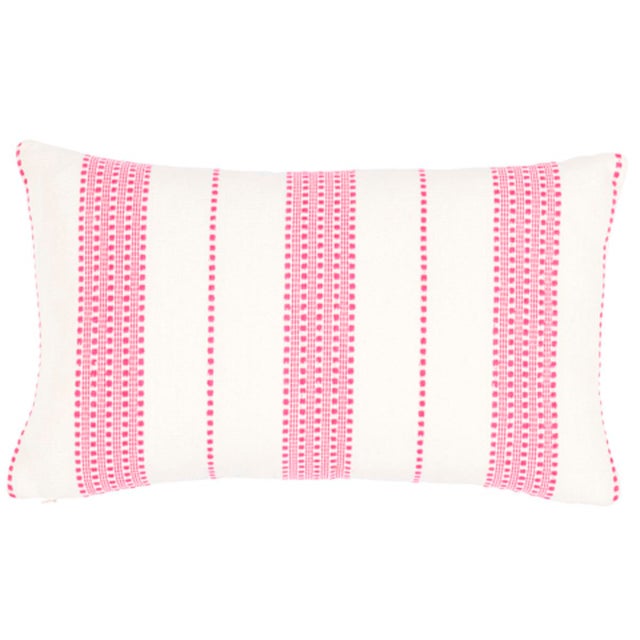 Contemporary Schumacher Lubeck Stripe 20" Lumbar Pillow in Pink For Sale - Image 3 of 3