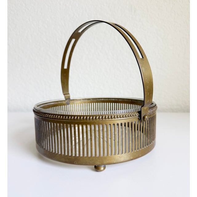 Austrian Art Deco Centerpiece Bowl, Brass & Crystal, 1920s For Sale - Image 14 of 14