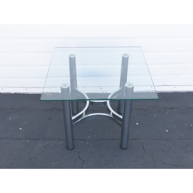 Hollywood Regency Mid Century Chrome Glass Top Side End Table 6418 For Sale In Miami - Image 6 of 11
