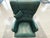 Animal Skin Danish Modern Teal Green Leather Wingback Armchair in the Style of Ole Wanscher For Sale - Image 7 of 18