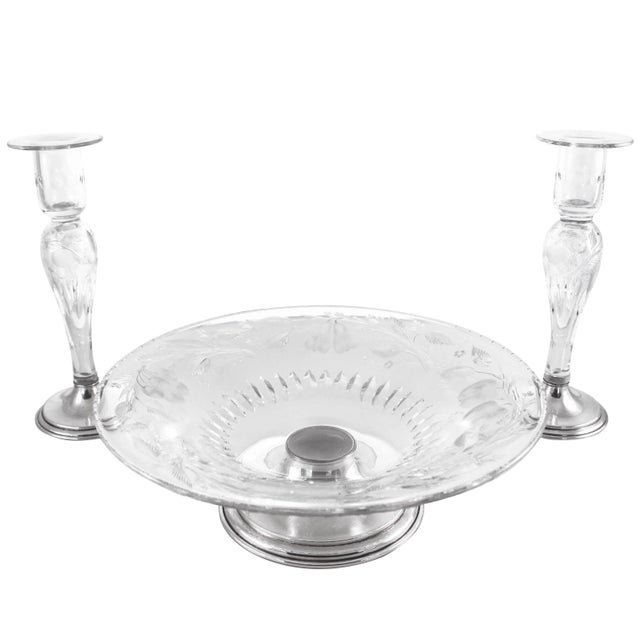 Hawkes Sterling Candlesticks and Bowl For Sale - Image 13 of 13