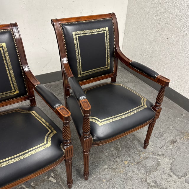 Maitland Smith Louis XVI Style Arm Chairs, Pair For Sale - Image 9 of 12
