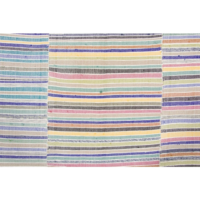 Traditional Vintage Panelled Kilim Wool Rug With Pastel Stripes by Rug & Kilim, 1950-1959 For Sale - Image 3 of 9
