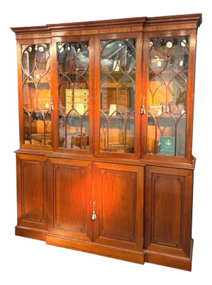 Small Georgian Mahogany Breakfront Bookcase, 1800s