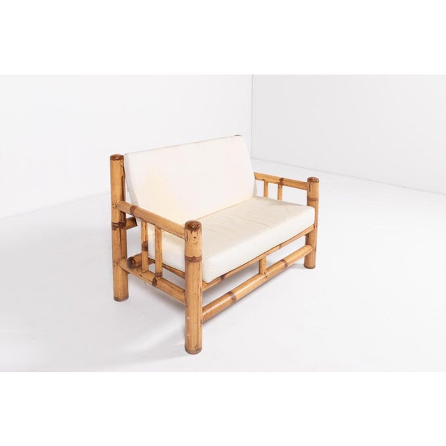 Italian Modern Bamboo & Wicker Bench, 1970s For Sale - Image 10 of 15