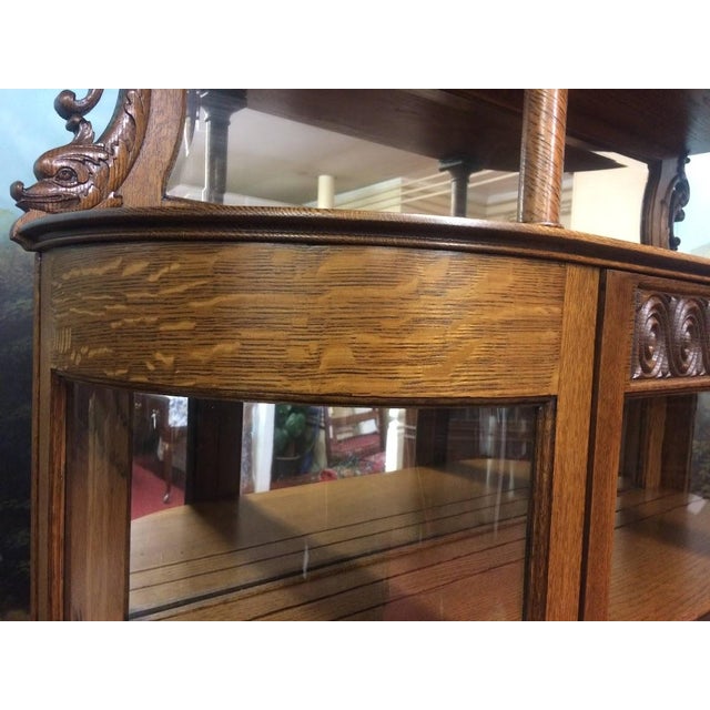 Antique Oak Bowfront China Cabinet, Bowfront Cabinet For Sale - Image 10 of 17