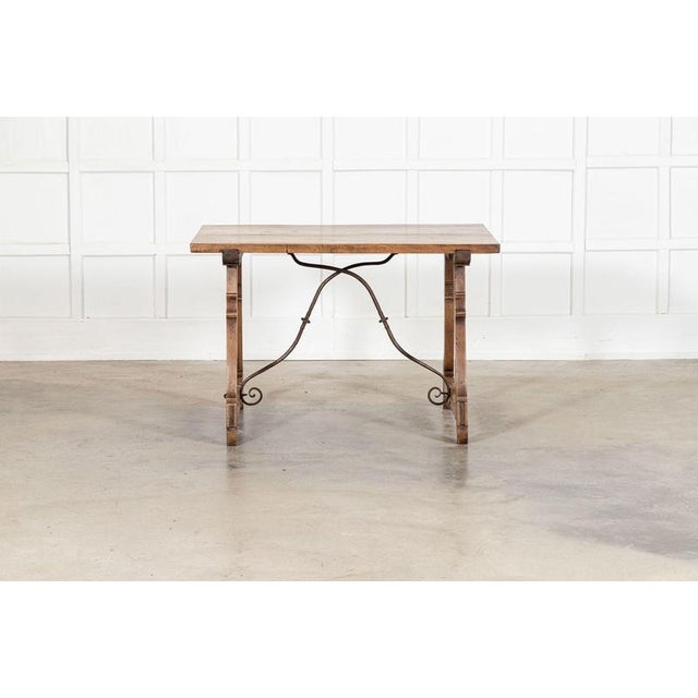 Wood Spanish Walnut and Iron Trestle Table, 1870s For Sale - Image 7 of 16