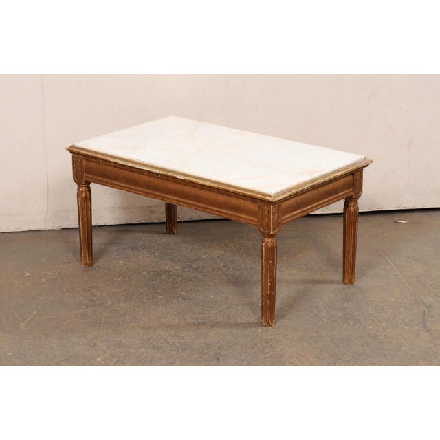 Wood Antique Swedish Marble Top Coffee Table For Sale - Image 7 of 10