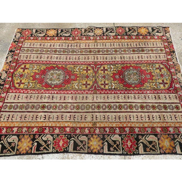 Ivory Galerie Shabab Collection Early 20th Century Turkish Ghiordes Accent Rug For Sale - Image 8 of 9