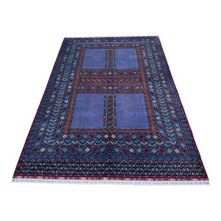 Hand-Knotted Afghan Turkmen Ensi Wool Area Rug - 8'4" X 11'10" For Sale