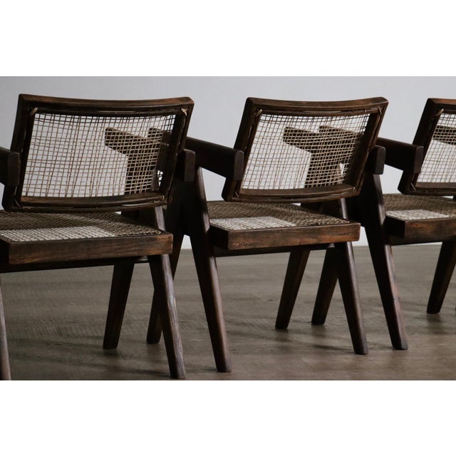 Office Cane Chairs from Pierre Jeanneret, India, 1950s, Set of 8 For Sale - Image 14 of 18