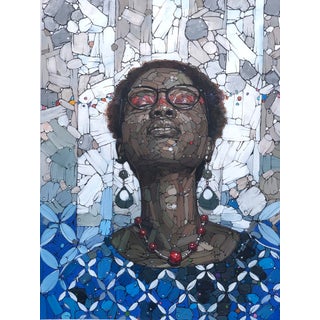 Journey to the Grey Land by Ifeoluwa Alade | Acrylic on canvas Portrait of a woman with glasses. For Sale
