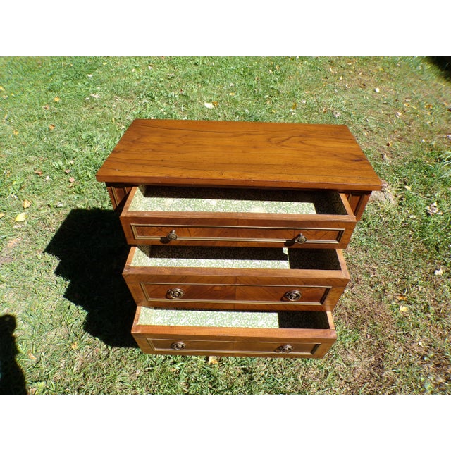 Wood Vintage Italian Neoclassical Style Olivewood Server Chest Table Nightstand For Sale - Image 7 of 17