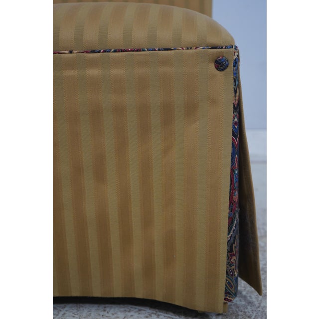 Pair of Upholstered Skirted Parsons Host High Back Chairs For Sale - Image 11 of 18