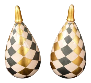 1950s Mid Century Modern Harlequin Porcelain Bisque Stoppered Bottles - a Pair