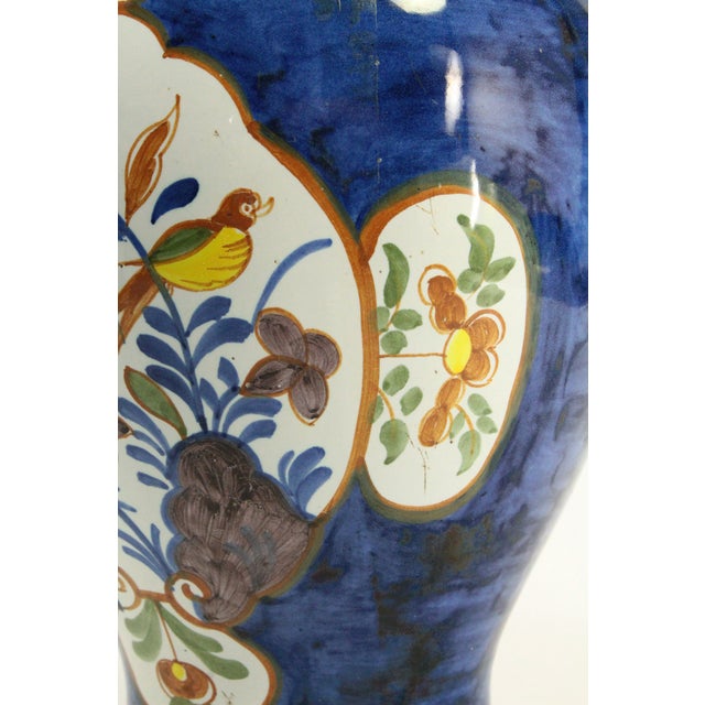 Circa 1764 Delft Vase Blue With Flowers, Marked De Romeyn Petrus Van Meerum For Sale - Image 15 of 18