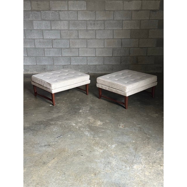 Wood 1950s Edward Wormley for Dunbar Oversized Ottomans or Benches, Unmarked - A Pair For Sale - Image 7 of 12