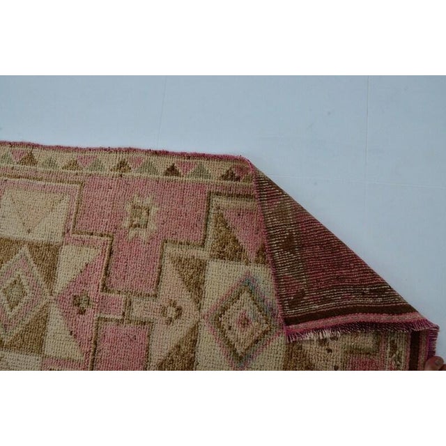 Tan Oushak Handknotted Bohemian Runner For Sale - Image 8 of 10