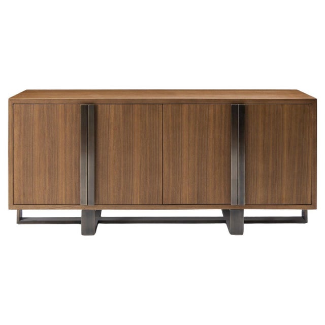 2010s Modern Greg Sheres Style Walnut and Bronze Buffet – “Barcelona" For Sale - Image 5 of 5