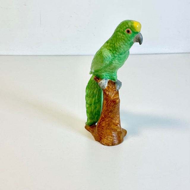 Kelly Green 1970s Vintage Boho Chic Coastal Folk Art Ceramic Green Parrot Figurine. For Sale - Image 8 of 16