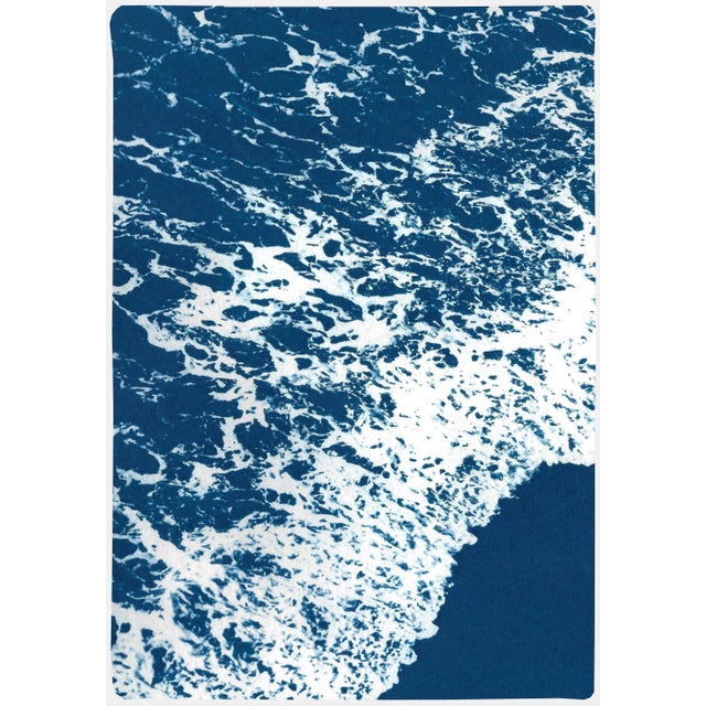 Paper 2020 "Deep Blue Sandy Shore" Contemporary Cyanotype on Watercolor Paper of White and Blue Seascape by Kind of Cyan - Set of 2 For Sale - Image 7 of 10