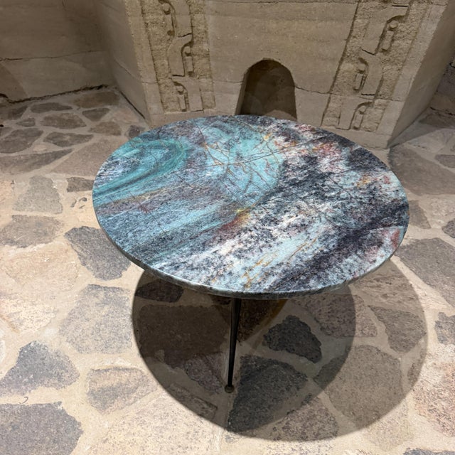 Ico Parisi Attributed to Ice Parisi Italian Coffee Table Mid Century Modern Green Stone For Sale - Image 4 of 8
