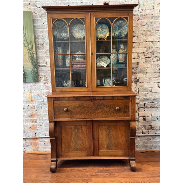 Wood Empire Late 1800's Walnut Butler's Secretary Desk For Sale - Image 7 of 16